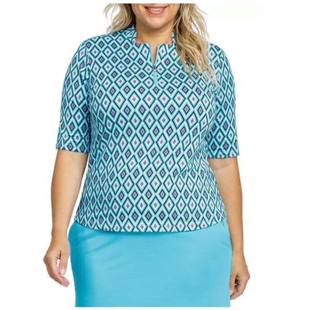 Tail Women's 1/4 Zip Notch Neck Print Golf Polo